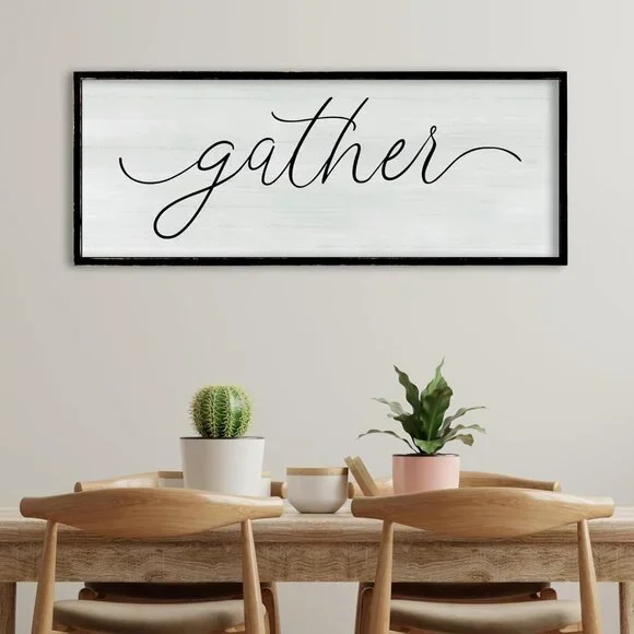 Dining Room Wall Decor Gather Sign 32×12 for Home Kitchen Cozy Family Reunion